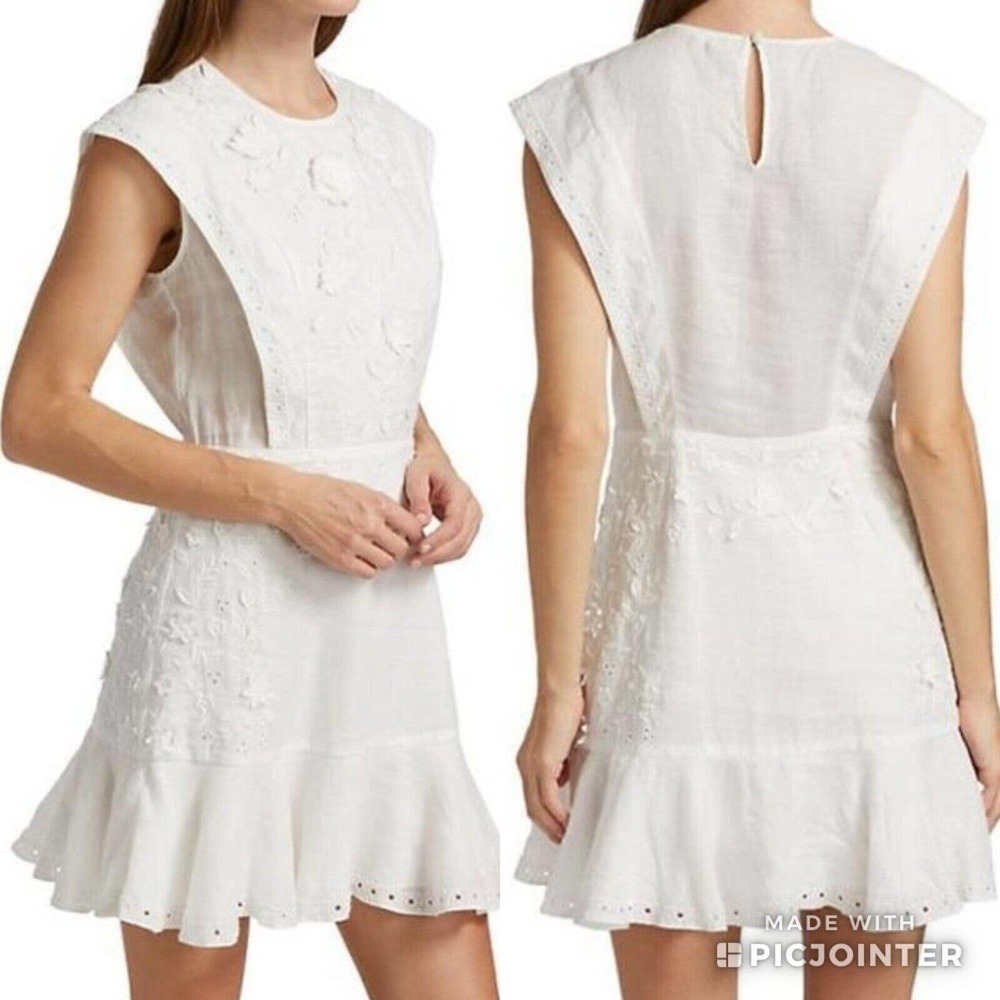 NWT Veronica Beard White Kerison Embroidered Dress